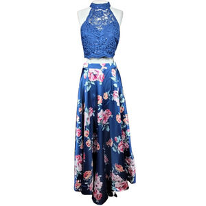 Glitter Lace Crop Top and Floral Skirt Set Size 9 New with Tags